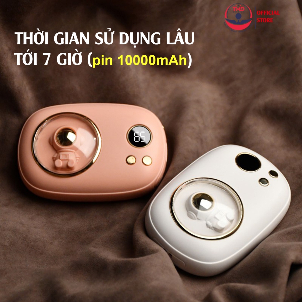 Máy sưởi mini cầm tay TMD cao cấp dung lượng cao 10000mAh sạc nhanh Type C, kiểu đáng tinh tế biểu tượng Phi Hành Gia