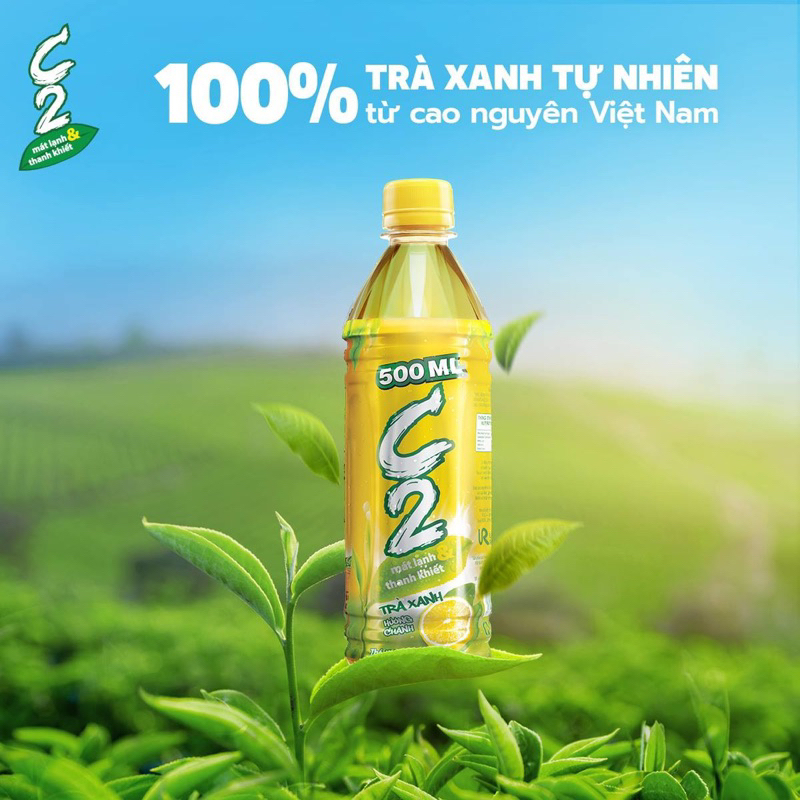 Lốc 6 chai Trà Xanh C2 hương chanh 360ml và 455ml