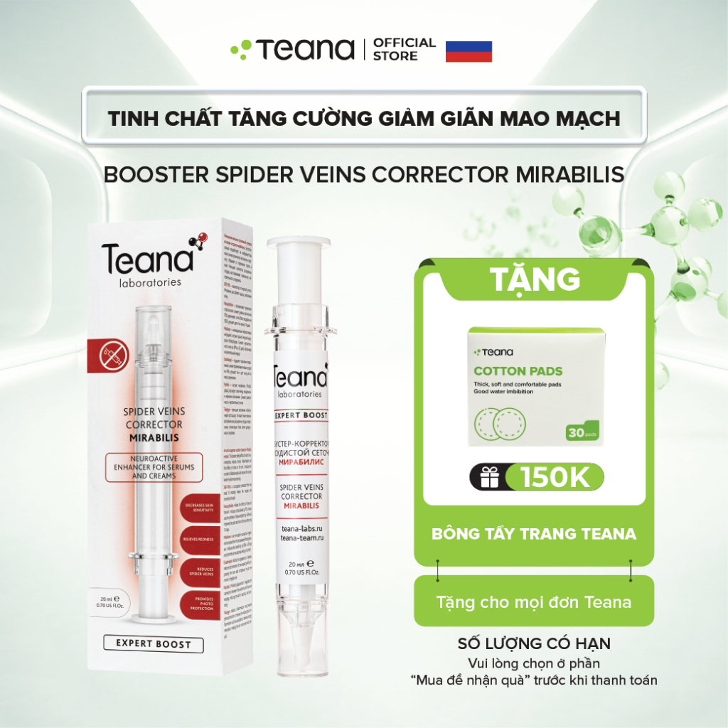 Tinh chất tăng cường Teana Booster Spider Veins Corrector Mirabilis giảm giãn mao mạch, giảm viêm 20ml