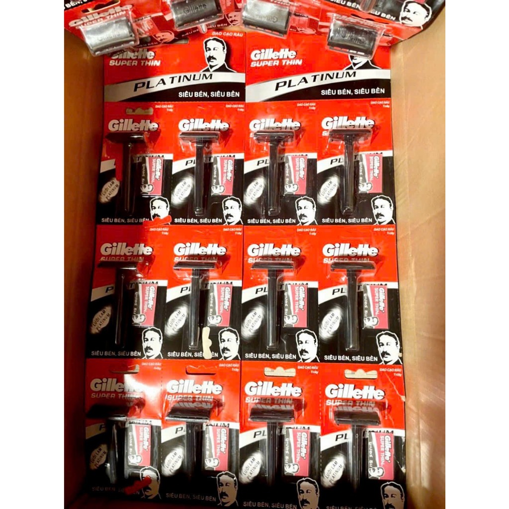 Lưỡi Lam Gillette Ông Già Plantium - Hộp 10 Lưỡi Lam Gillette Super Thin