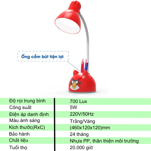 Đèn bàn Bảo vệ Thị lực Rạng Đông RD-RL-27.V2 5W