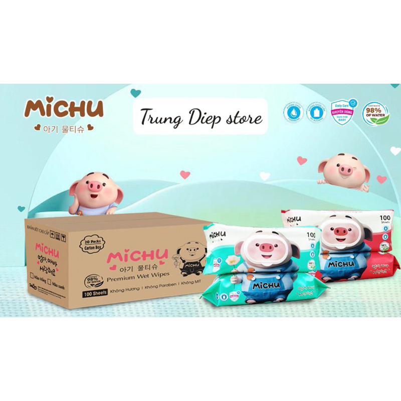 Khăn ướt cao cấp Baby Michu nặng 950g