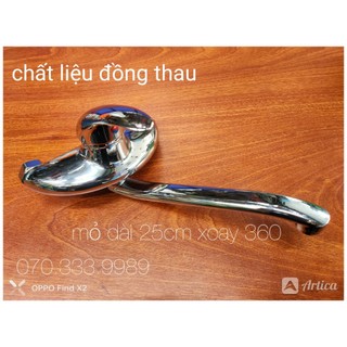Vòi rửa chén bát Nóng Lạnh âm tường Đồng Thau mỏ thẳng xoay 360 mạ Crom bóng