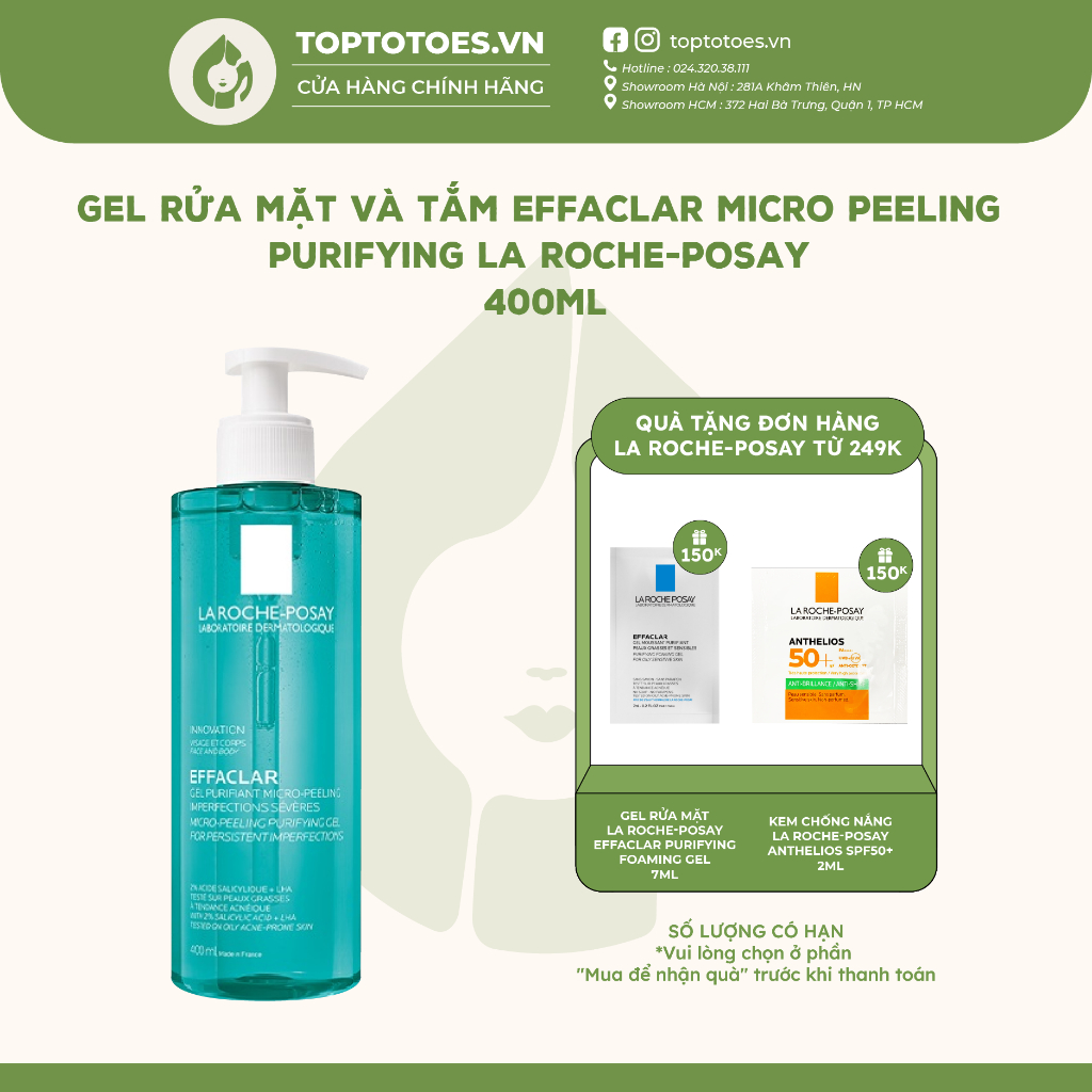 Gel rửa mặt và tắm Effaclar Micro Peeling Purifying La Roche-Posay