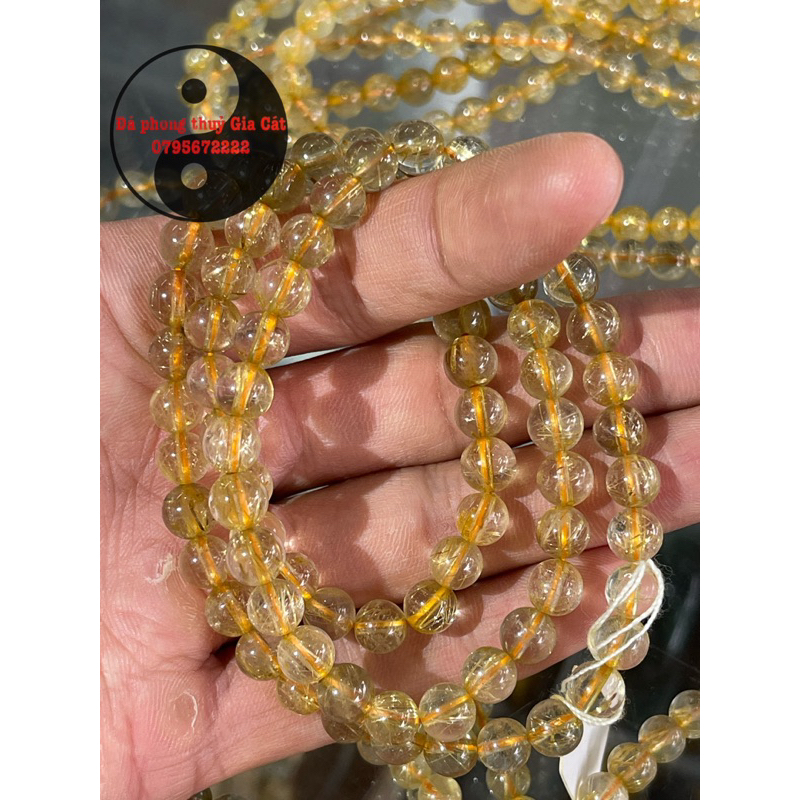 Vòng tay đá thach anh tóc vàng trong tóc tơ đẹp rẻ kiểm định