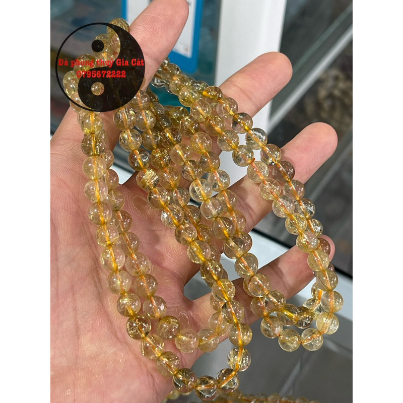 Vòng tay đá thach anh tóc vàng trong tóc tơ đẹp rẻ kiểm định