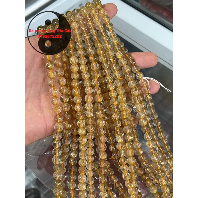 Vòng tay đá thach anh tóc vàng trong tóc tơ đẹp rẻ kiểm định