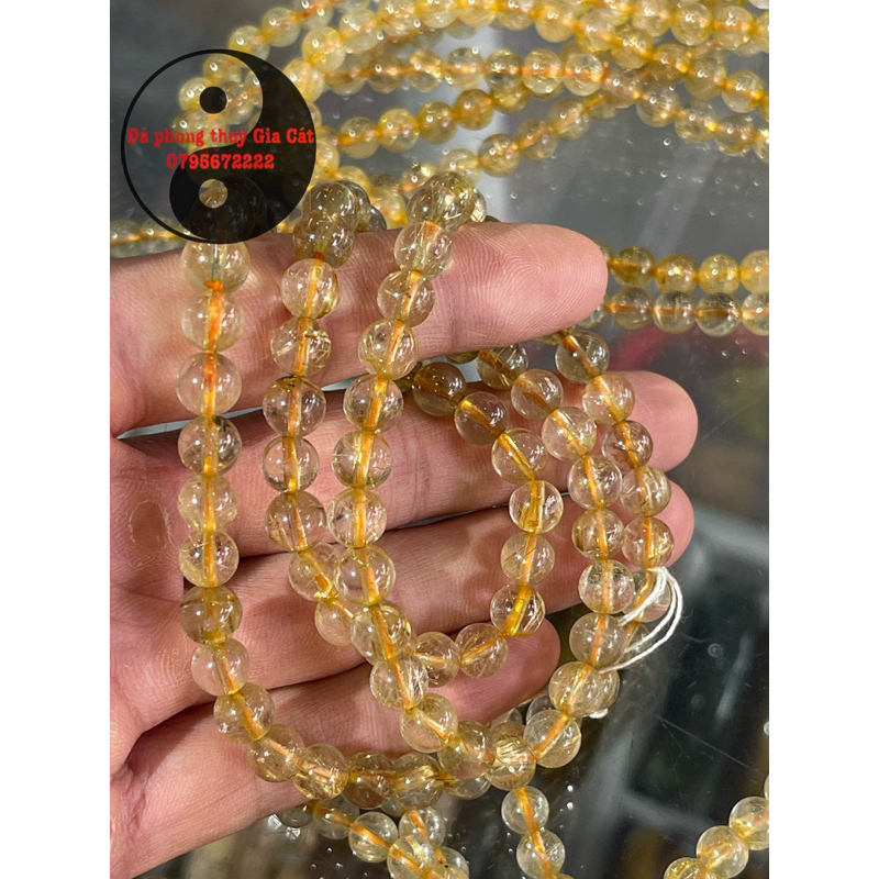 Vòng tay đá thach anh tóc vàng trong tóc tơ đẹp rẻ kiểm định