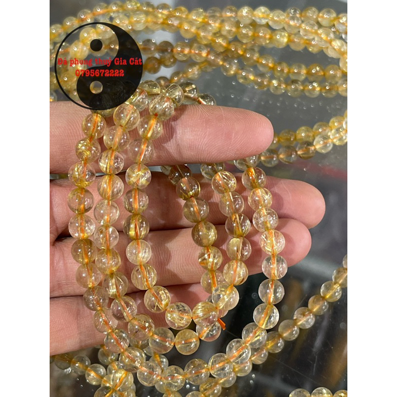 Vòng tay đá thach anh tóc vàng trong tóc tơ đẹp rẻ kiểm định