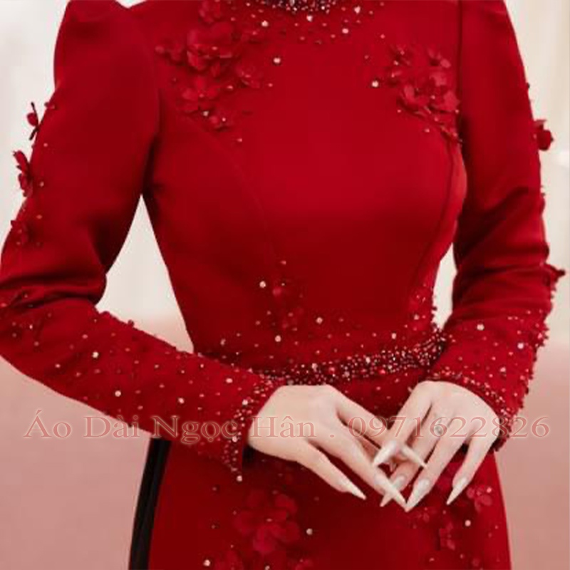Áo Dài Cô Dâu Cưới Hỏi Truyền Thống Màu Đỏ ACD04