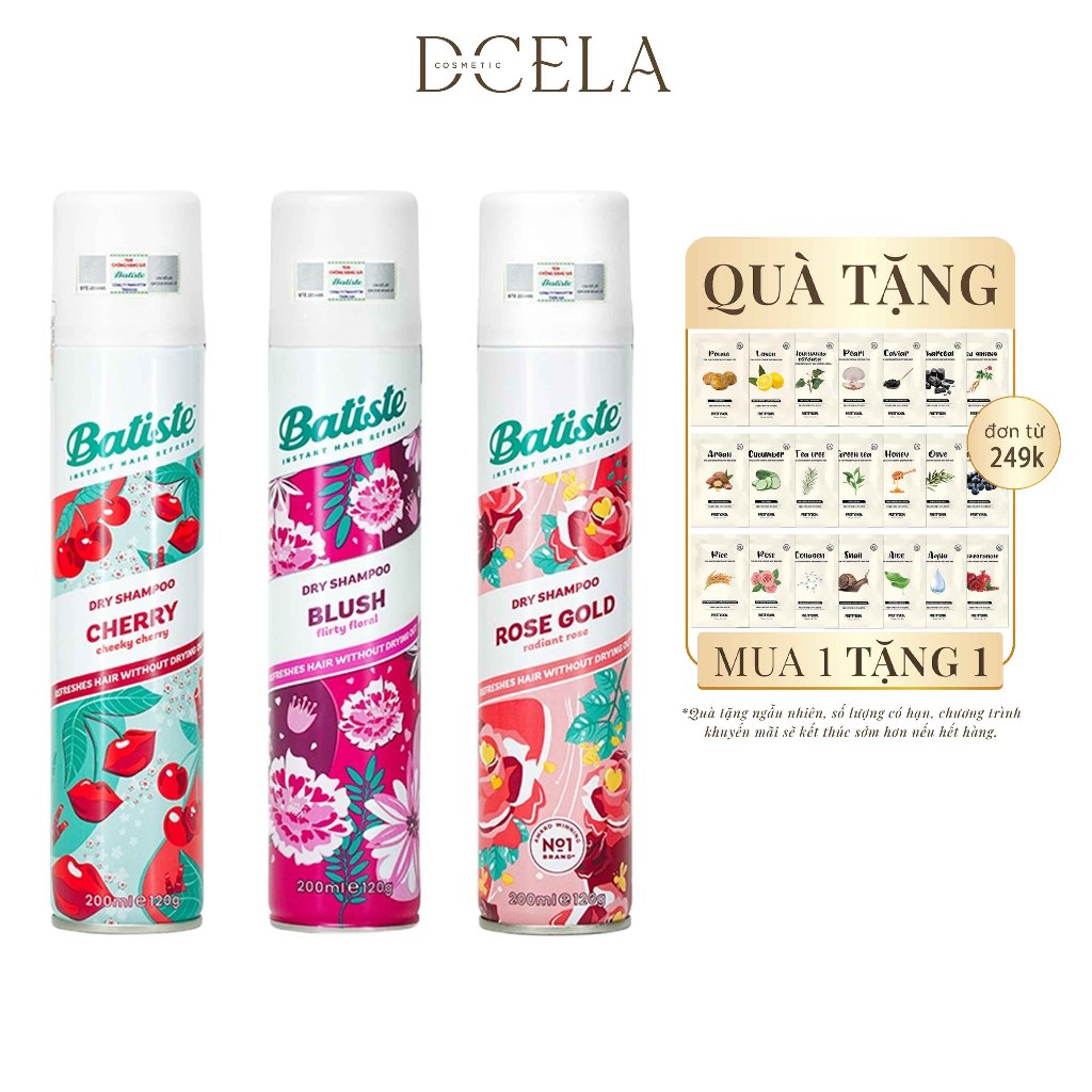 Dầu Gội Khô Batiste Dry Shampoo 200ml Hết Ngứa Hết Bết Dính Tóc Bồng Bềnh Tức Thì