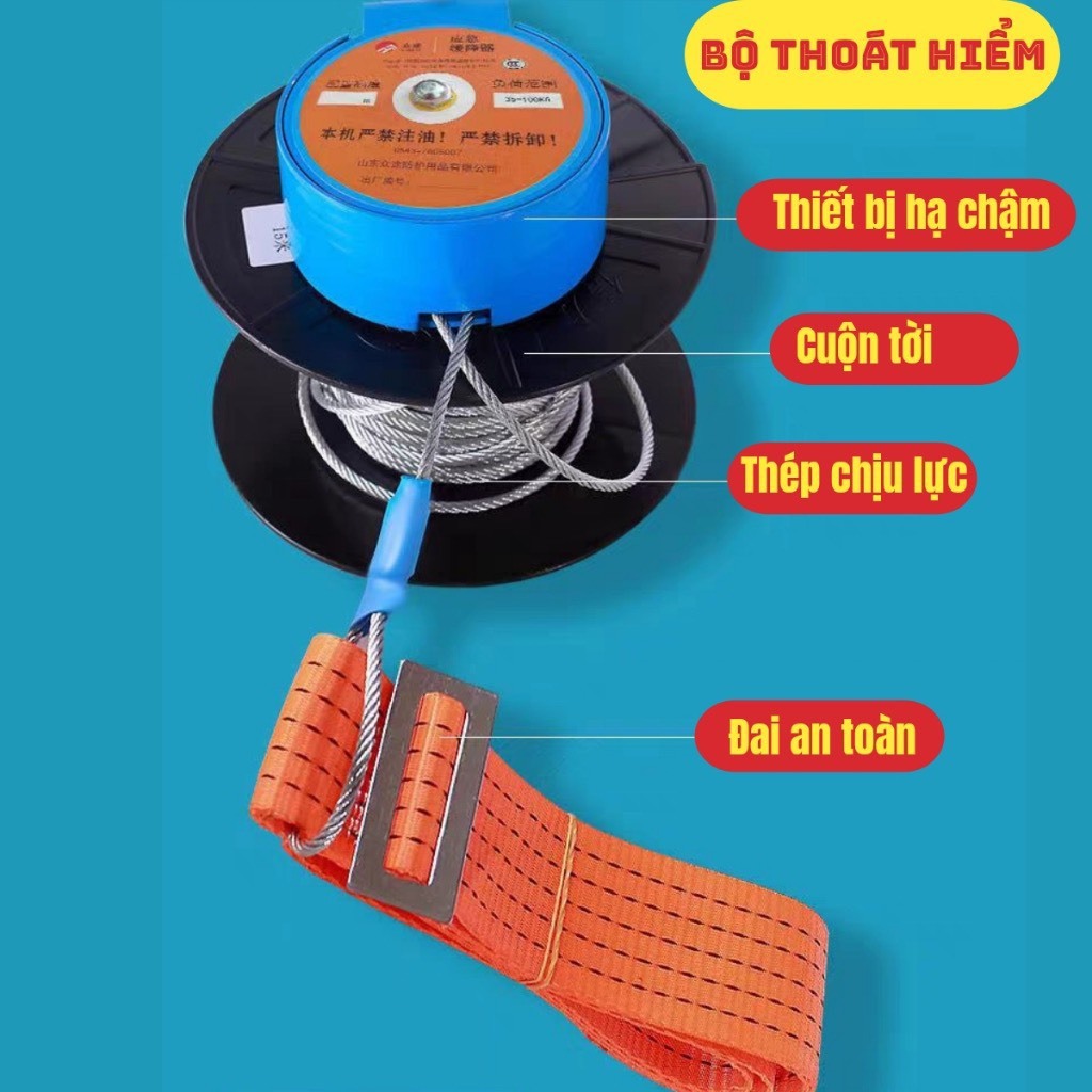 Dây Thoát Hiểm Hạ Chậm Nhà Cao Tầng Cho Gia Đình,Nhiều kích thước từ 2,3 đến 33 tầng_TBCP09