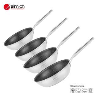 Chảo chống dính Inox 304 Elmich đường kính 20/24/26/28cm EL3835 /EL3836 /EL3837/ EL3838 - Hàng chính hãng