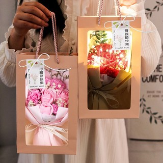 Hoa hồng mix hoa cẩm chướng, kèm dây đèn sáng, quà tặng 20/10, valentine, 8/3