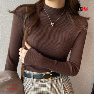 Áo len tăm cổ 3 phân, len tăm nữ chất mền mịn, co giãn giữ nhiệt, giữ ấm tốt HIFA: A473