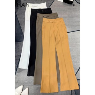 Quần ống rộng nữ cạp cao dáng dài 1 khuy chuẩn form tôn dáng-HVS-Mã 48C