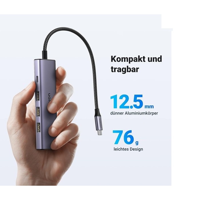 Bộ chuyển Type C To HDMI + 3*USB 3.0 + PD Power 4K@60Hz  Ugreen 15597 CM511