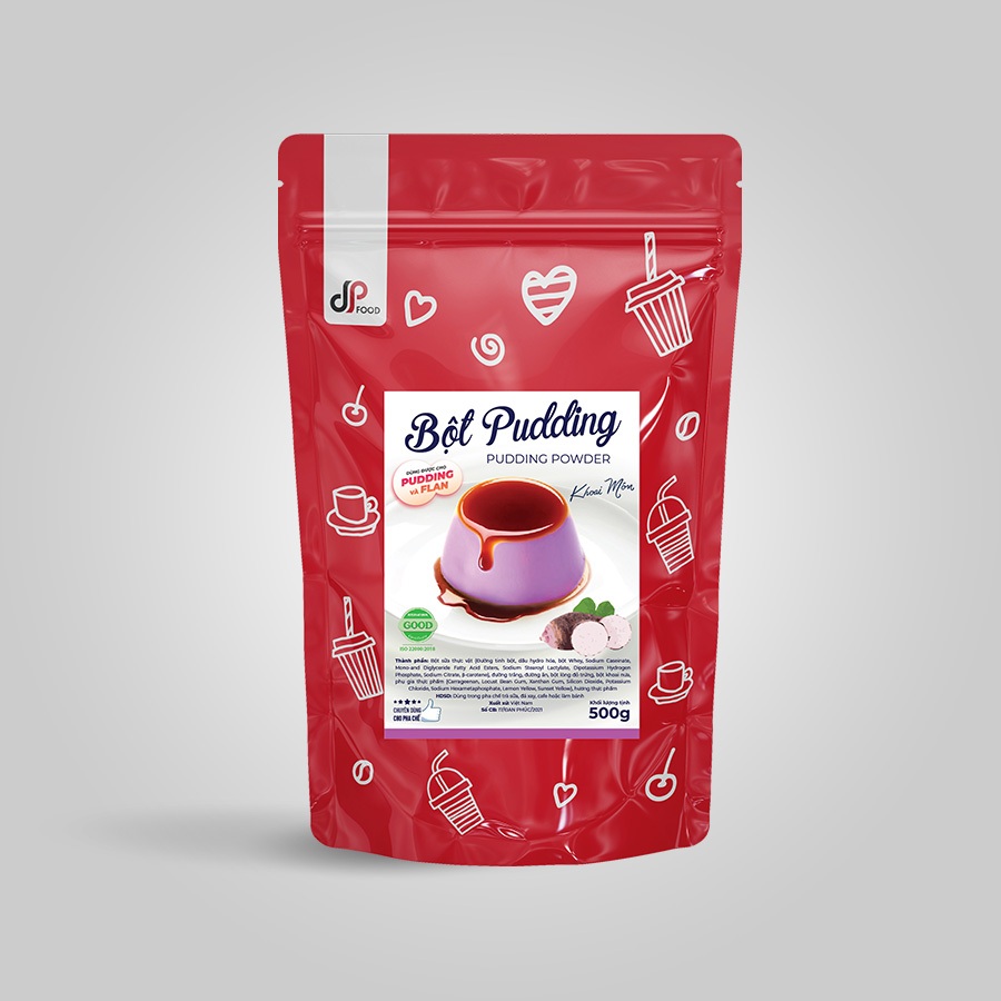 Bột Pudding Khoai Môn DPFOOD - Gói 500G - Thơm Ngon Mềm Mịn, Làm Topping Trà Sữa, Chè, Cacao/Milo Dầm