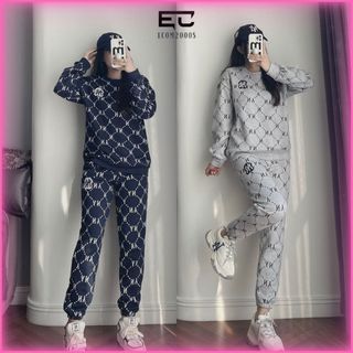Set bộ thể thao NY thu đông nam nữ dài tay , Bộ nỉ nữ thu đông chất vải nỉ phong cách sang chảnh năng động
