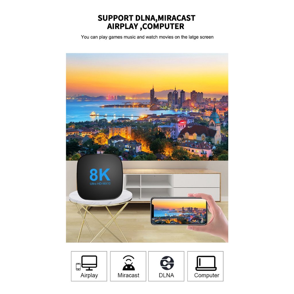 Android tvbox MX10-8K android 13 độ phân giải 8k bảo hành 1 năm bluetooth 5.0 android tivi box