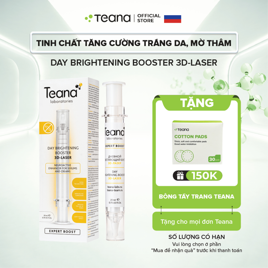 Tinh chất tăng cường Teana Booster Day Brightening 3D-Laser làm sáng, trắng da, mờ thâm nám, tàn nhang 20ml