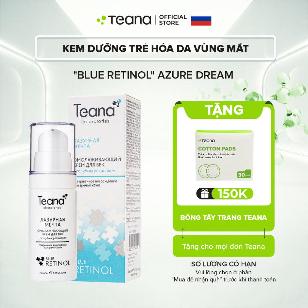 Kem dưỡng Teana Rejuvenating Eye Cream Azure Dream trẻ hóa da vùng mắt với Blue Retinol 30ml
