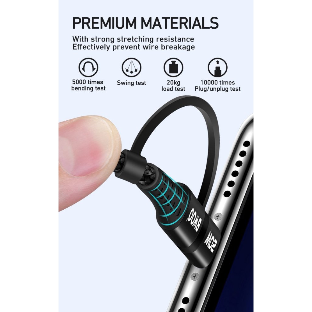 Cáp sạc 4in1 Bwoo sạc nhanh cho các dòng máy Iphone Samsung Oppo Xiaomi Rexmi