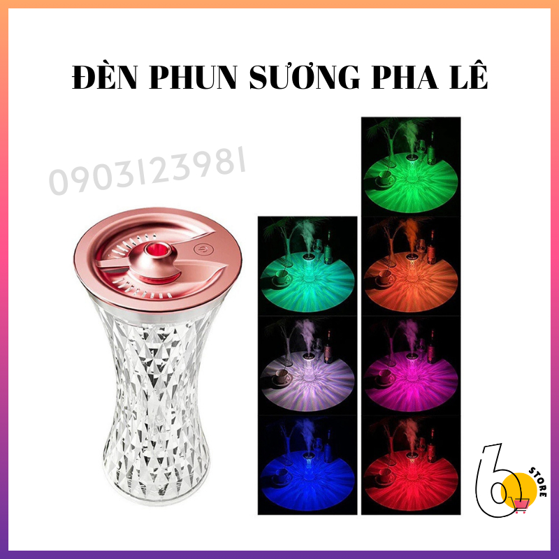 Đèn Phun Sương Tạo Độ Ẩm Hình Pha Lê Để Bàn Nhiều Màu Sắc Cực Đẹp, Máy Phun Tinh Dầu,Máy Khuếch Tán Tinh Dầu