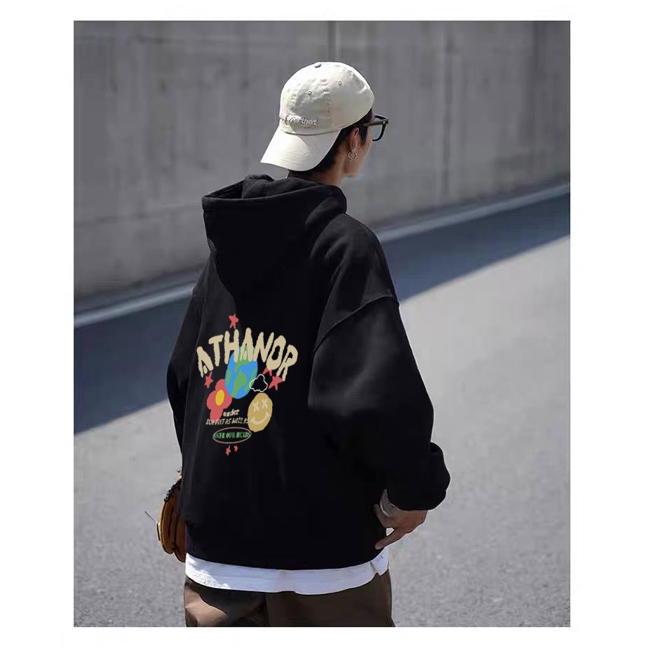 Áo hoodie ATHANOR local brand form rộng tay bồng chất nỉ bông cotton premium mẫu TRÁI ĐẤT