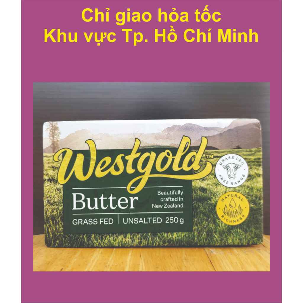 WESTGOLD - khối 250g - BƠ LẠT NGUYÊN CHẤT / NEW ZEALAND / Unsalted Butter