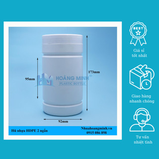 Hủ Nhựa 1000ml Nắp Vặn Thân Trắng Đục  2 Ngấn Nhựa HDPE - Đựng Bột Nậu Nành - Bột Nghệ - Bột Bắp