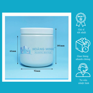 Hủ Nhựa Hộp Nhựa 600ml Nắp Vặn Thân Trắng Đục Nhựa HDPE - Đựng Bột Nậu Nành - Bột Nghệ - Bột Bắp