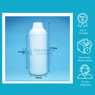 Chai Nhựa HDPE Trắng Nắp Vặn Bảo Hiểm 1000ml Loại dày