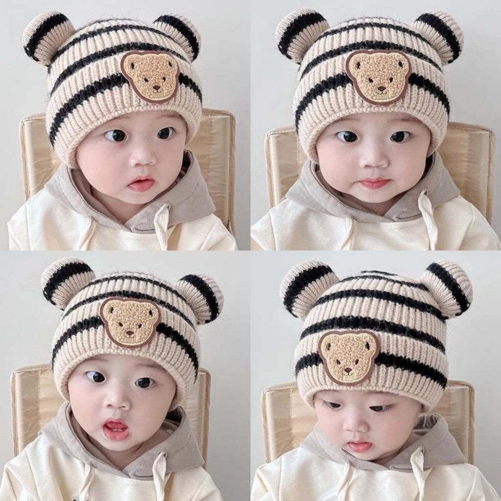 Mũ Len Hình Gấu CuTe Cho Bé Mùa Đông Ấm Ấp
