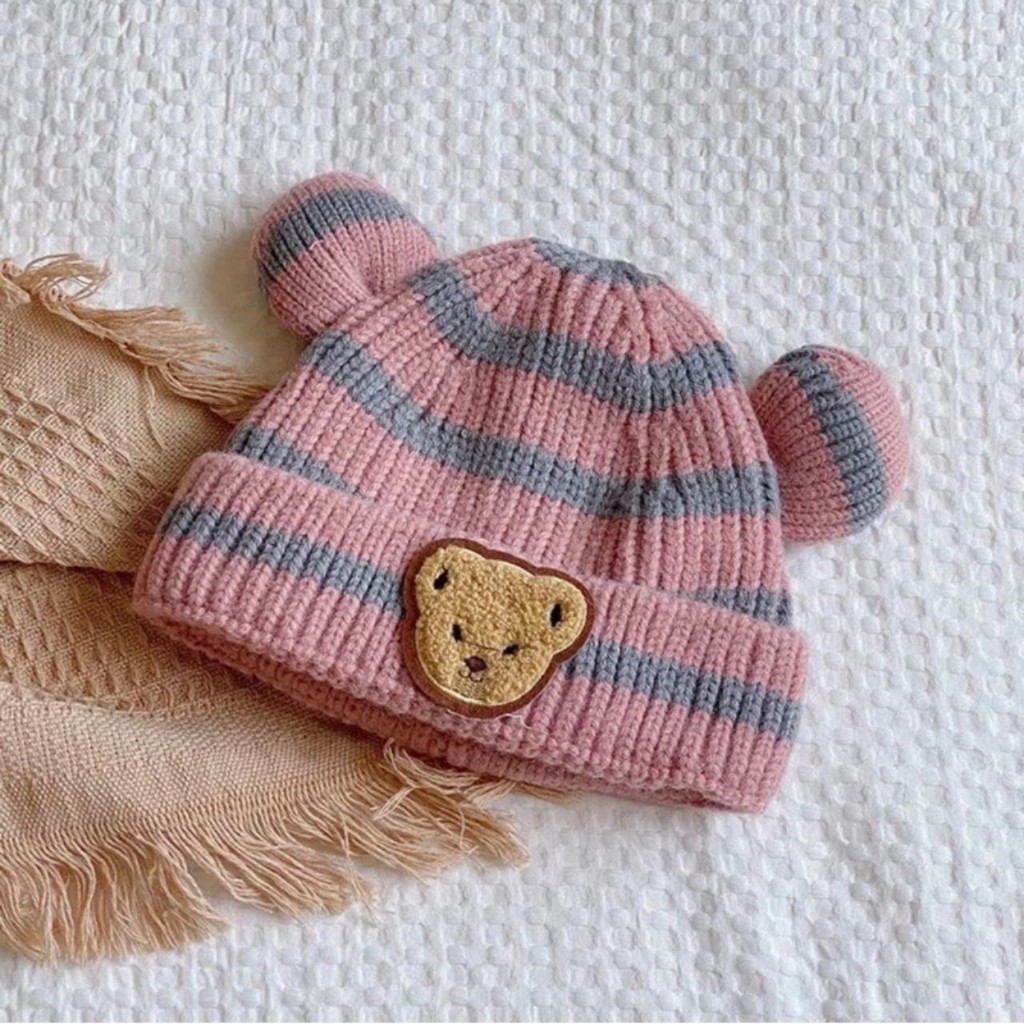 Mũ Len Hình Gấu CuTe Cho Bé Mùa Đông Ấm Ấp