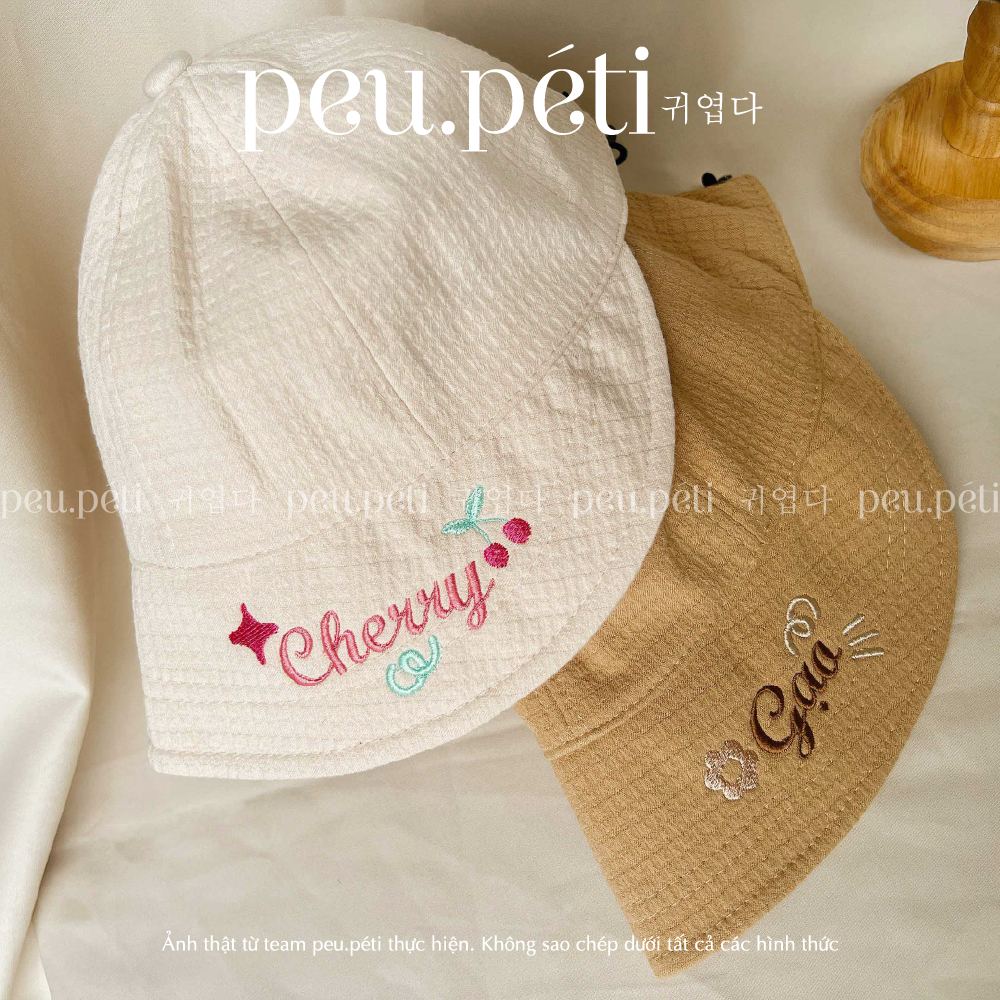 THÊU TÊN Mũ lưỡi trai vành rộng&mềm style Hàn đáng yêu - by Peu.peti