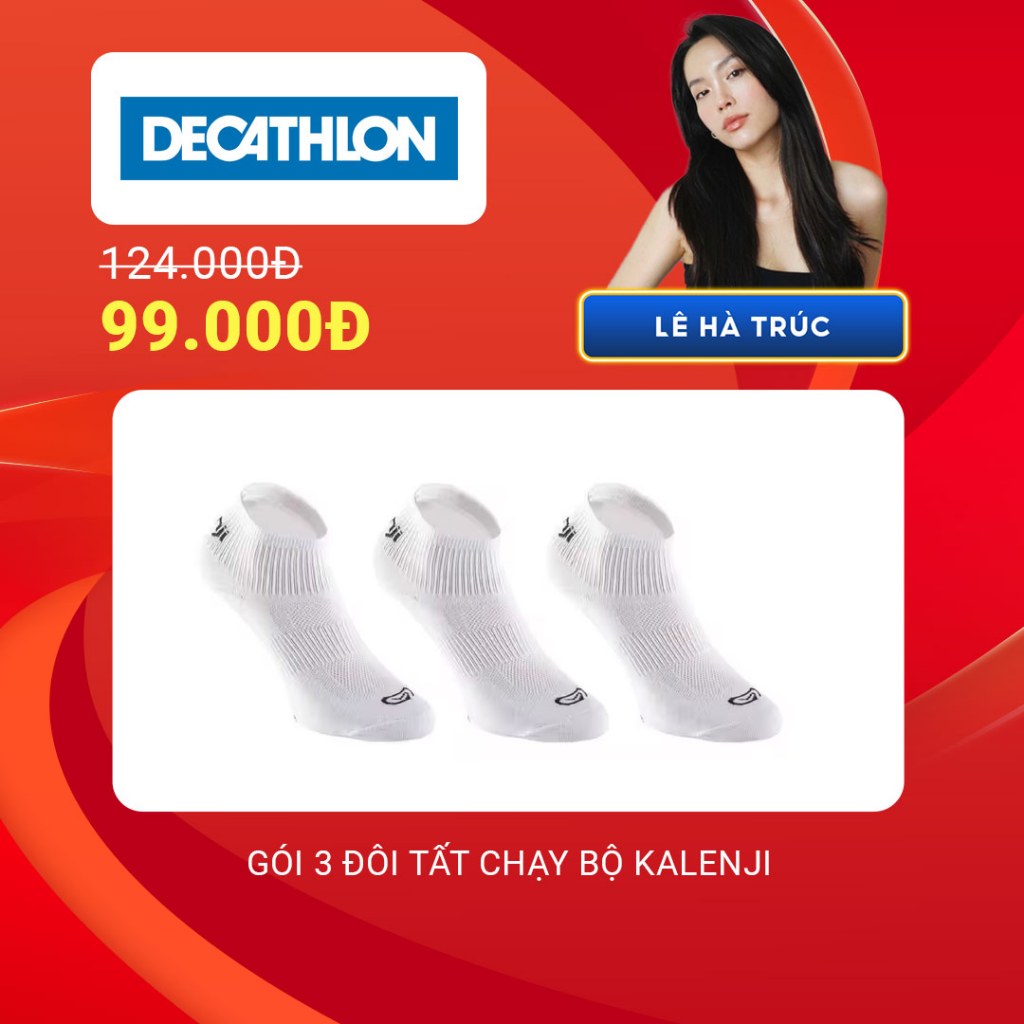 Tất vớ chạy bộ Run 100 Trắng Gói 3 đôi DECATHLON KIPRUN mã 8296177