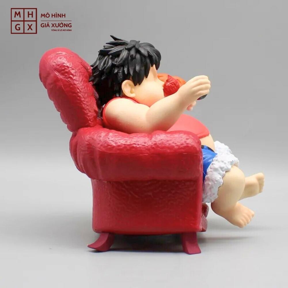 Mô Hình OnePiece Luffy Béo ngồi ghế - Cao 14cm - nặng 1kg - Phụ kiện : Ghế + nắm cơm + đùi gà - Figure OnePiece - Có Hộp