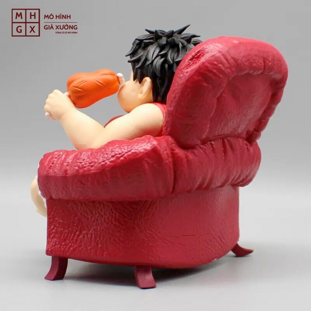 Mô Hình OnePiece Luffy Béo ngồi ghế - Cao 14cm - nặng 1kg - Phụ kiện : Ghế + nắm cơm + đùi gà - Figure OnePiece - Có Hộp