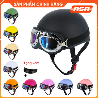 Mũ bảo hiểm 1 2 ASAMAHELMET - Màu trơn Kính UV - lồng ép nhiệt cao cấp