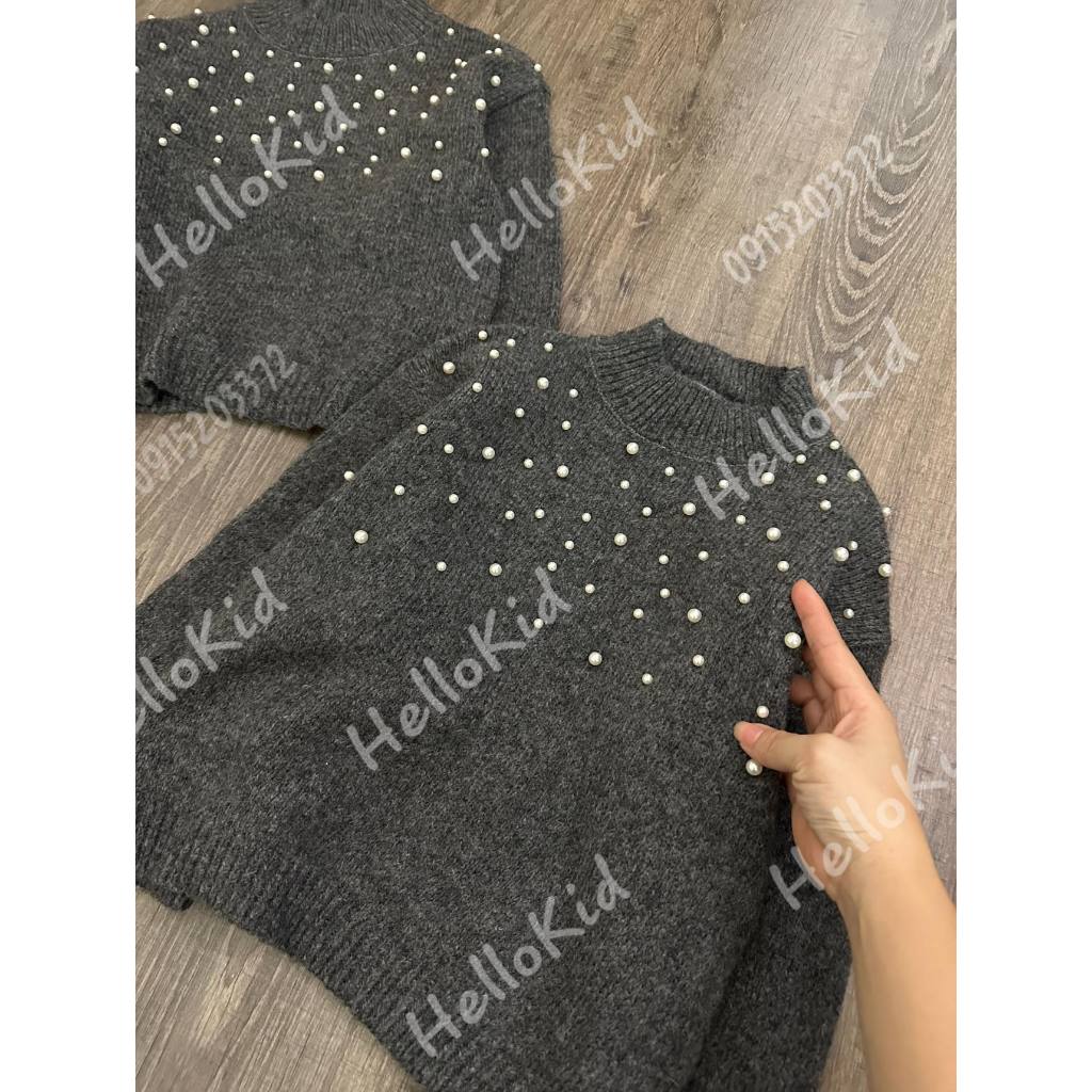 Áo len phối ngọ.c cổ 3 phân bé gái