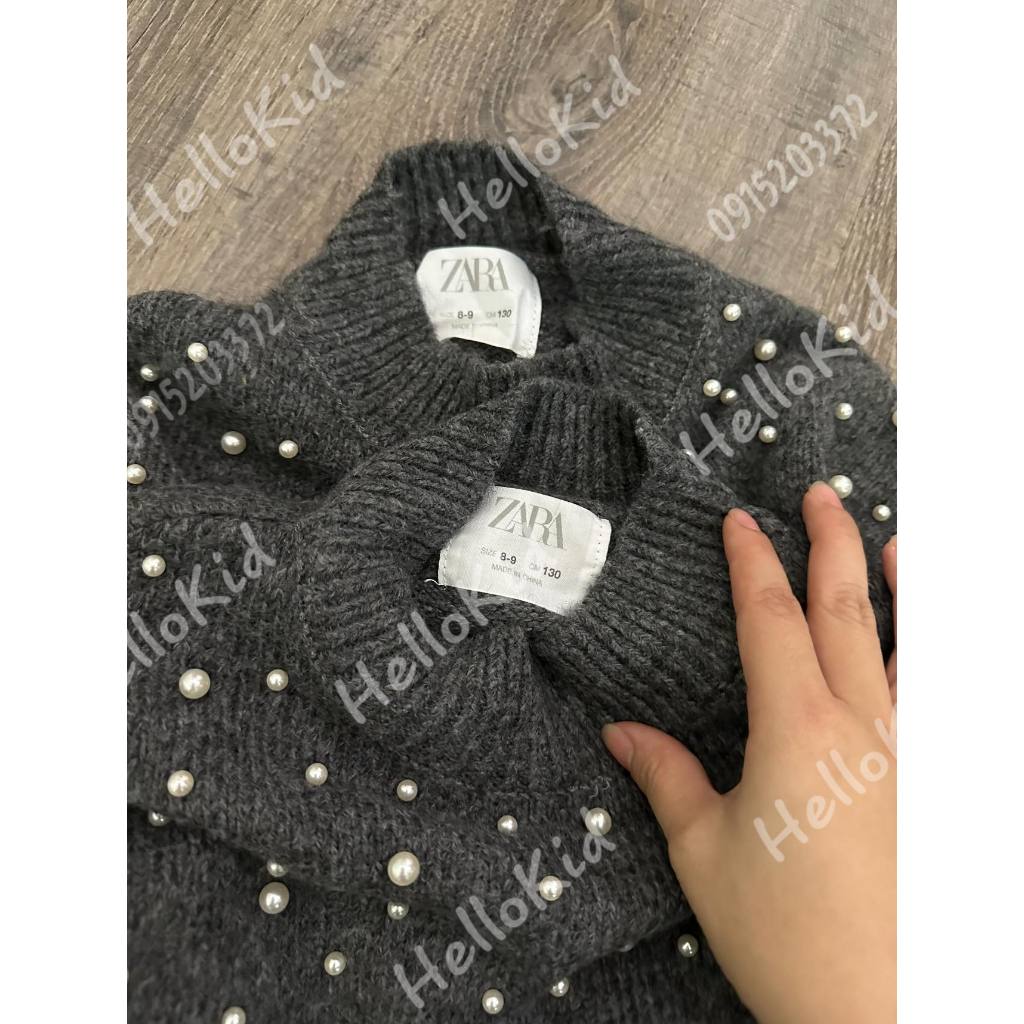 Áo len phối ngọ.c cổ 3 phân bé gái