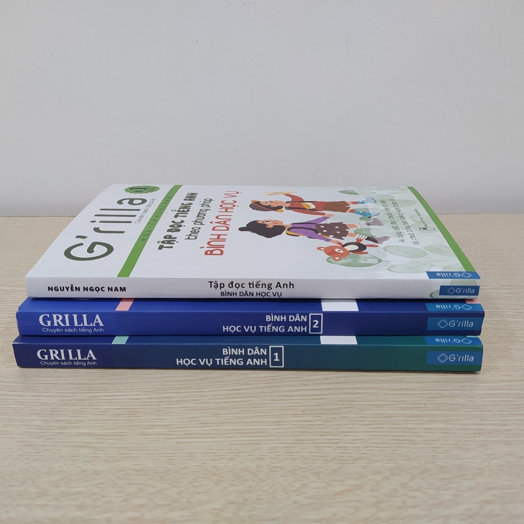 Sách - Combo Tập đọc và Bình dân học vụ tiếng Anh tập 1 & 2 Grilla kèm app miễn phí