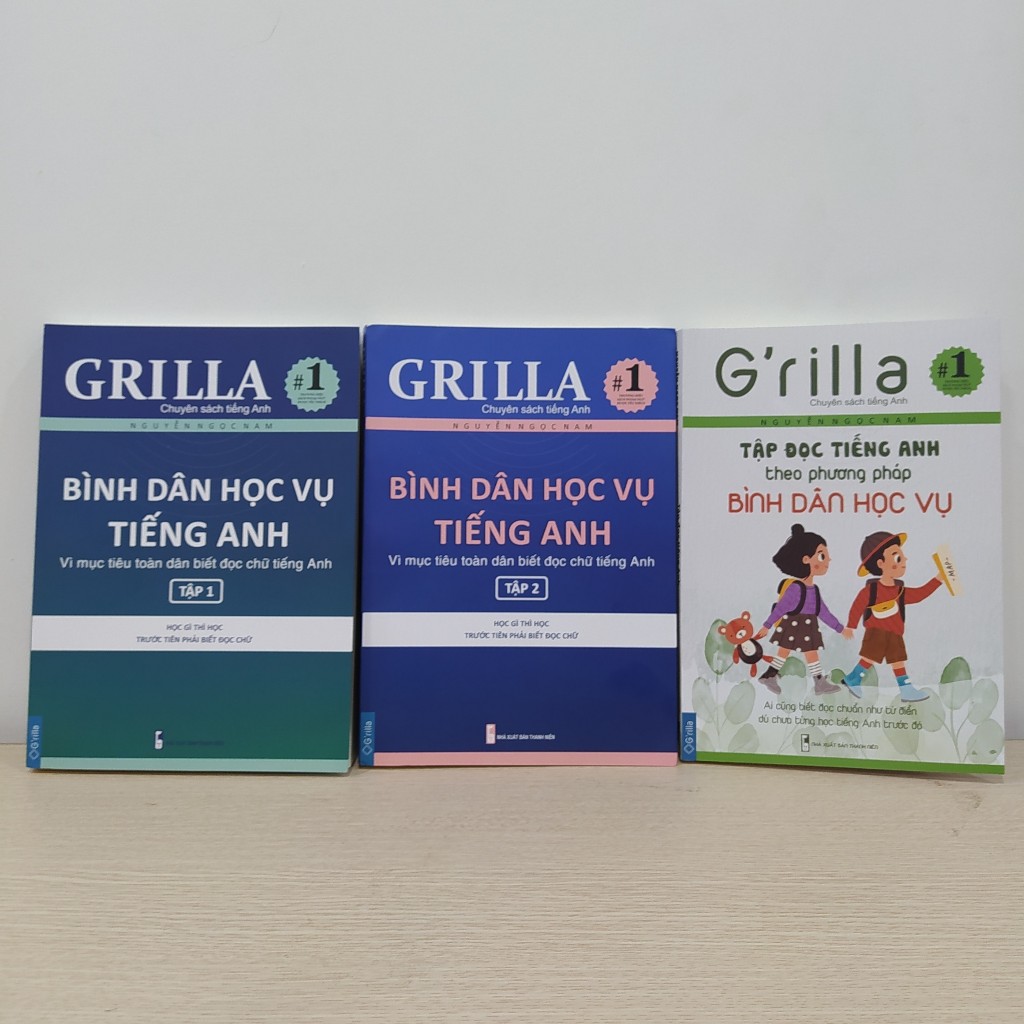 Sách - Combo Tập đọc và Bình dân học vụ tiếng Anh tập 1 & 2 Grilla kèm app miễn phí