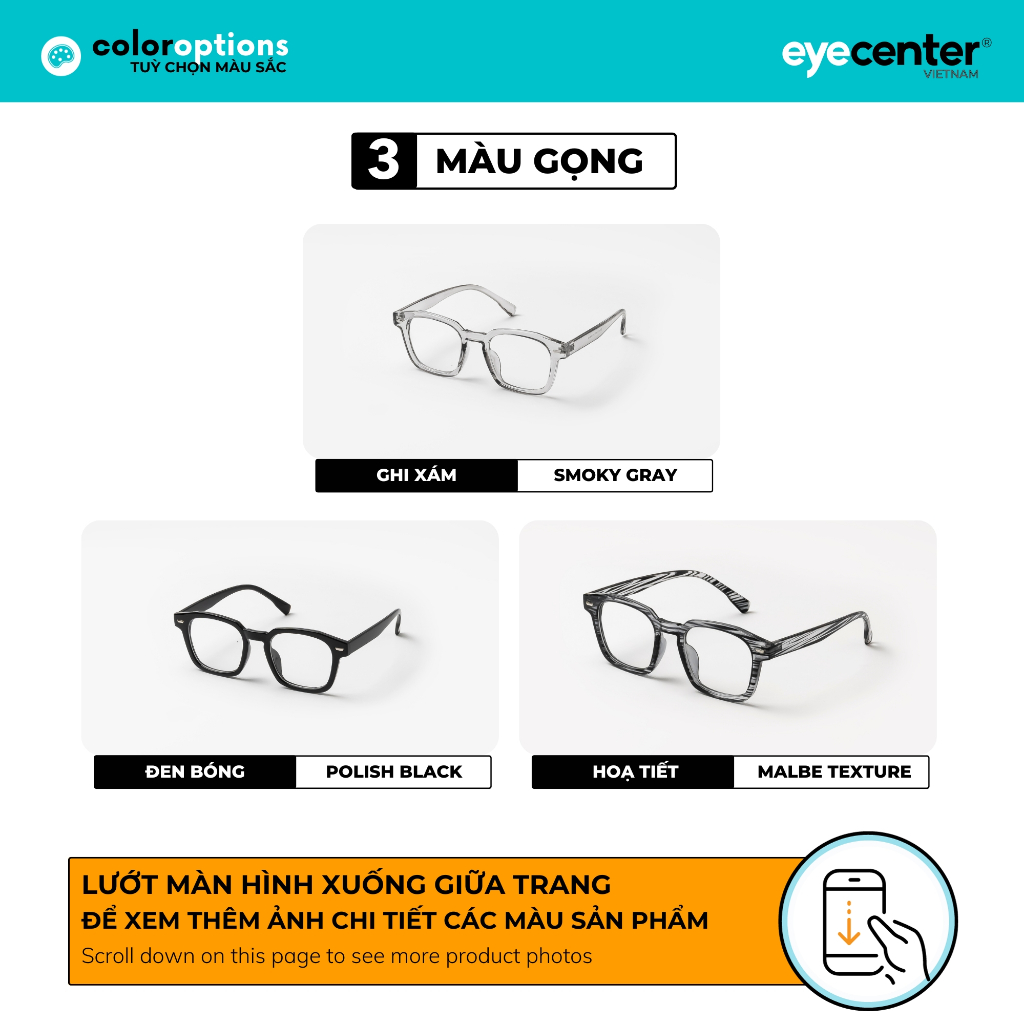 Gọng kính nam nữ chính hãng EYECENTER C26S nhựa dẻo nhập khẩu by Eye Center Vietnam