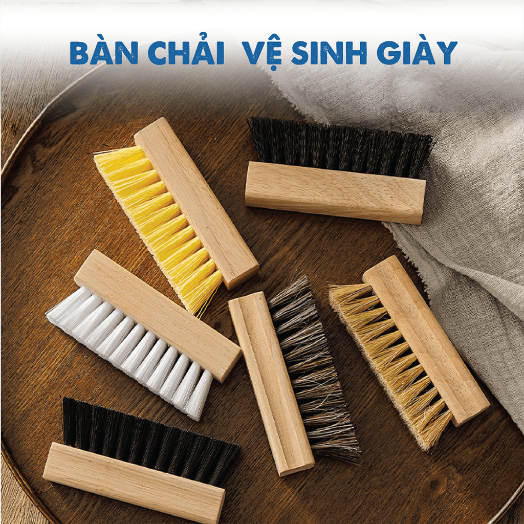 Bàn chải đánh giày lông heo & lông nhựa PP bản cho giày vải sneaker XIMO