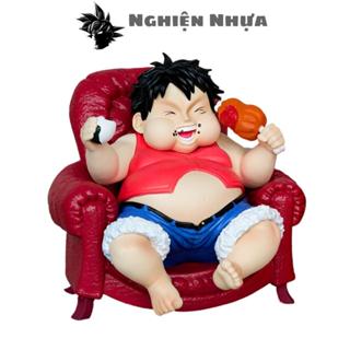 Mô Hình OnePiece Luffy Béo ngồi ghế - Cao 14cm - nặng 1kg - Phụ kiện : Ghế + nắm cơm + đùi gà - Figure OnePiece - Có Hộp