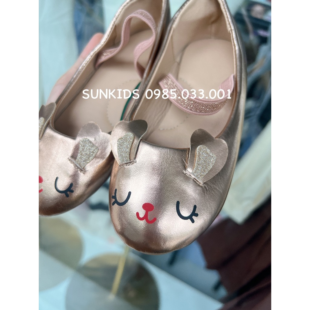 Giày búp bê bé gái ánh kim hình mèo