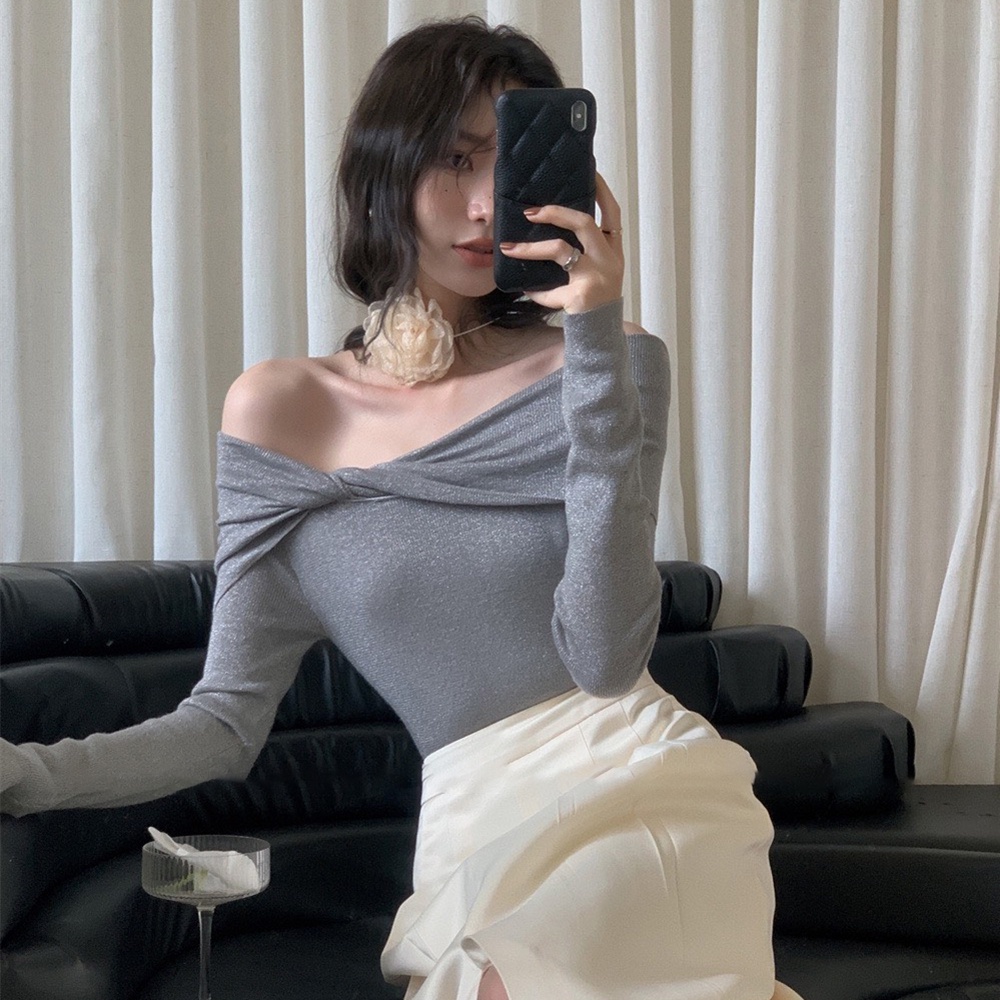 Áo Trễ Vai  Kiểu Tay Dài RANSHI Phối Viền Xoắn Siêu Xinh Form Ôm Sát Tôn Dáng Style Nữ Tính - RA186