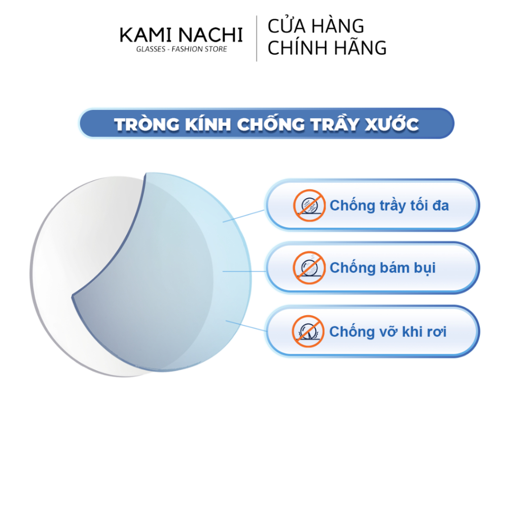 Tròng kính cận loạn chống trầy xước KAMI NACHI - Mắt cận Thái Lan (có độ loạn)